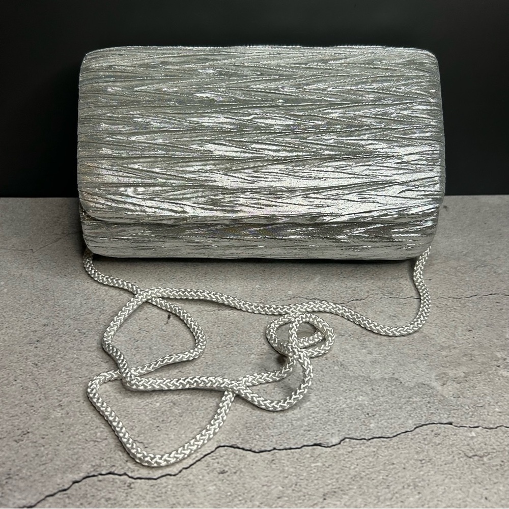 Nytlites Shimmering Silver Evening Clutch